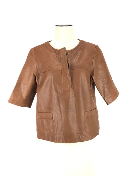 Sienna Color Distress Leather Top | Size Small