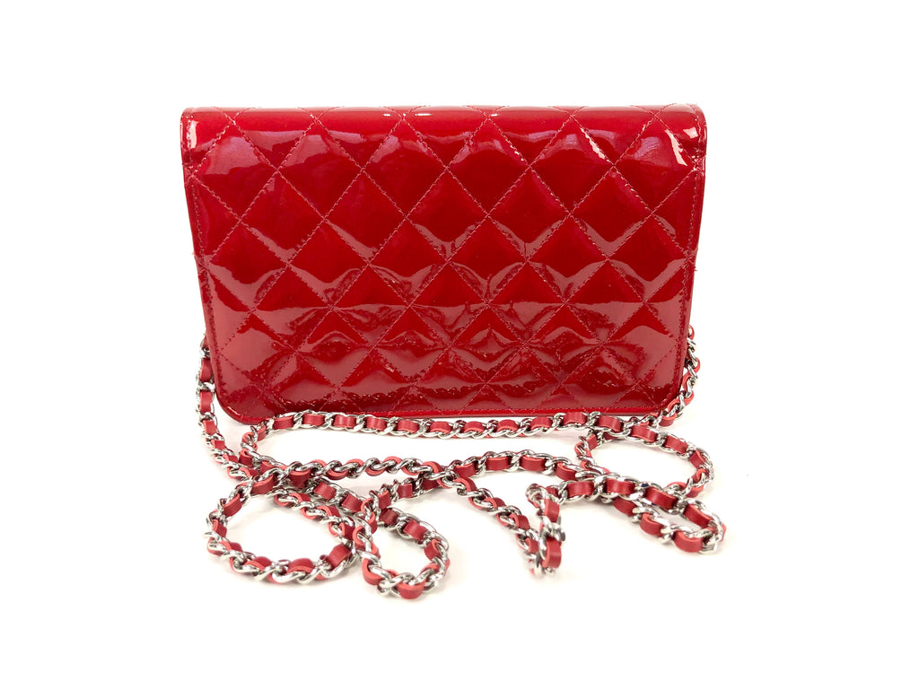 Chanel Patent Quilted Brilliant Wallet on Chain