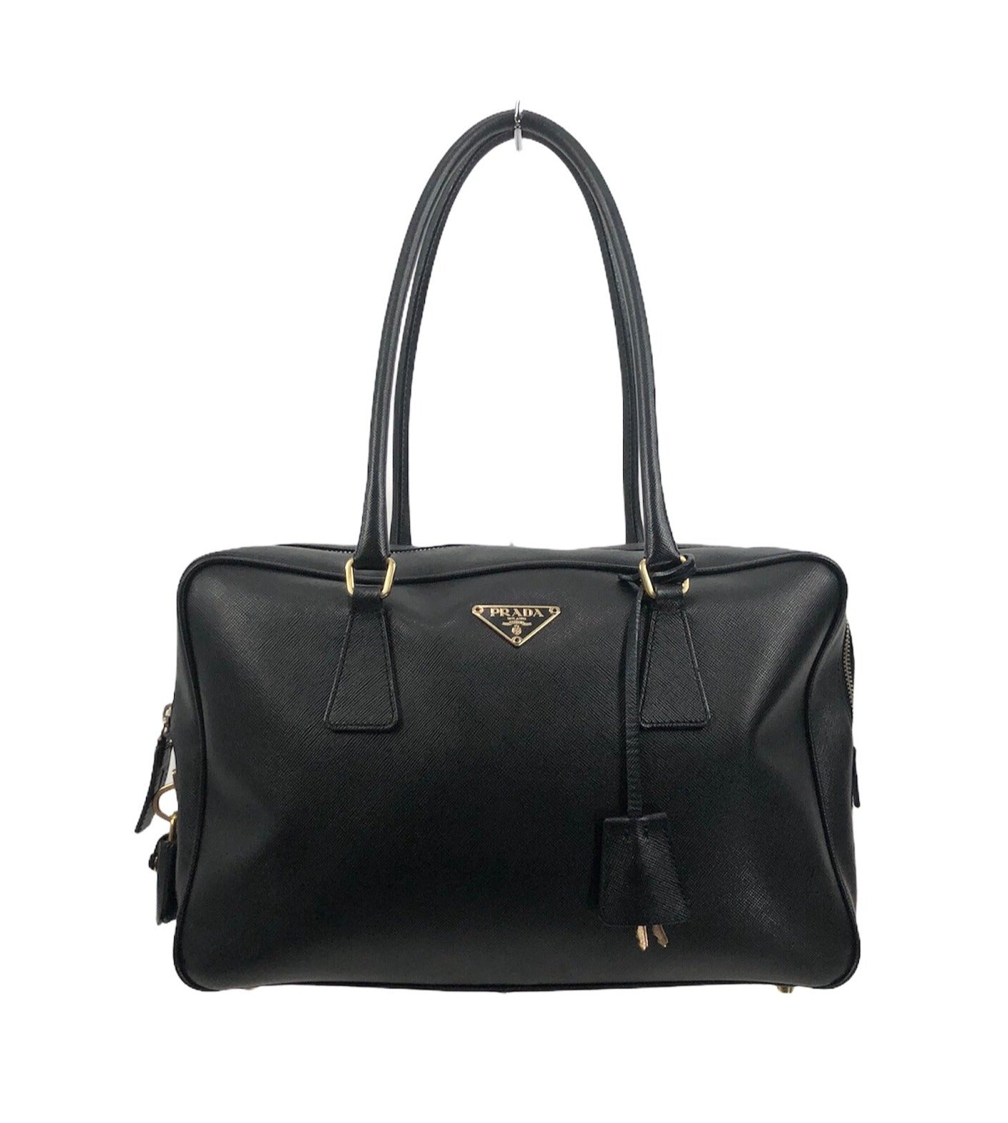 Black Saffiano Leather Bauletto Shoulder Bag