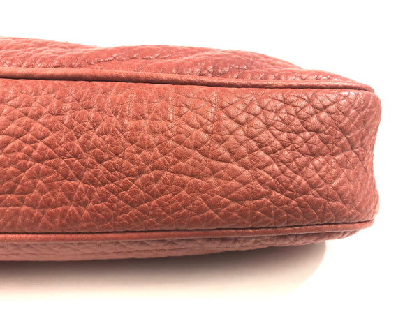 Jackie Pink Coral Pebble Leather Convertible Hobo