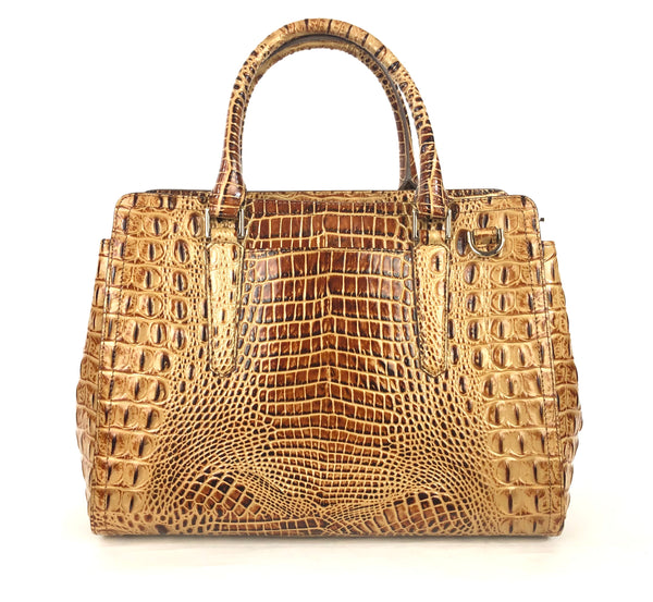 Melbourne Collection Small Finley Faux Croc Leather Satchel Bag