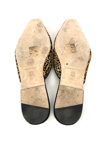 Gina Cheetah Print Hide Flat Mules | Size 38