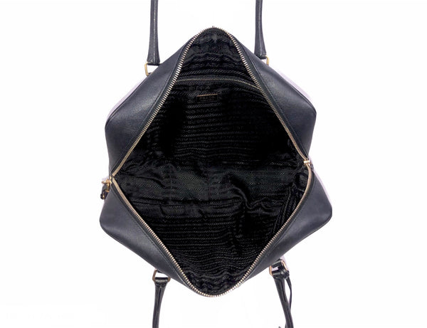 Black Saffiano Leather Bauletto Shoulder Bag