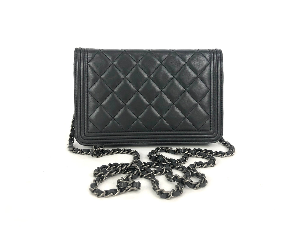 Chanel wallet on chain bag in metallic gray leather. Grey ref.439514 - Joli  Closet