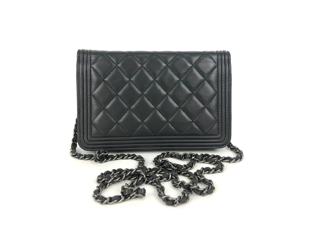 Charcoal Grey Boy Chanel Wallet on Chain Crossbody Bag – Baggio Consignment