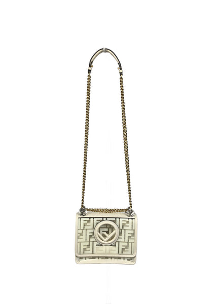 Kan I PVC and Calfskin Small Shoulder Bag White