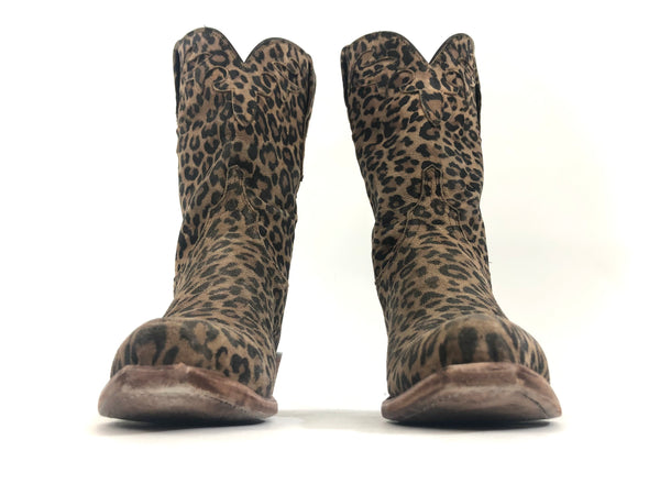 N8993.54 Old Town Leopard Printed Suede Cowgirl Boots | Size 7B