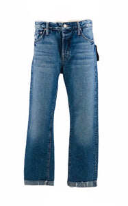 The Scrapper Cuff Ankle Fray Blue Jeans in Take Me Higher Wash | Size 28