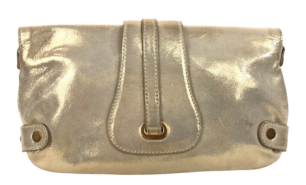 Ramona Metallic Suede Leather Clutch