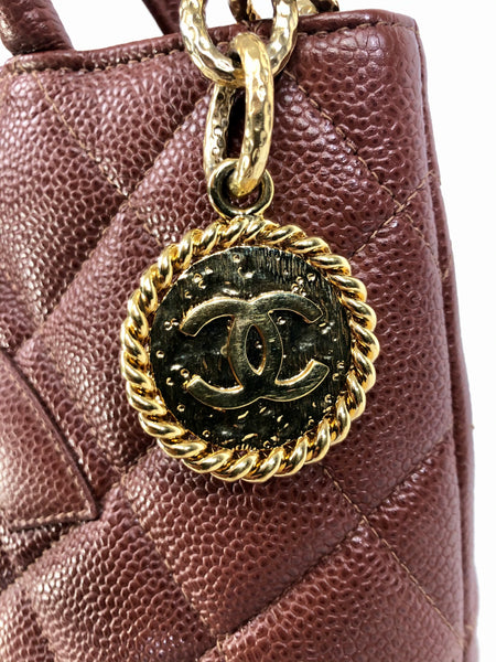 Vintage Medallion Quilted Caviar Leather Handbag