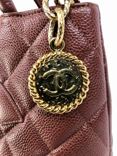 Medallion Quilted Caviar Leather Handbag Tote