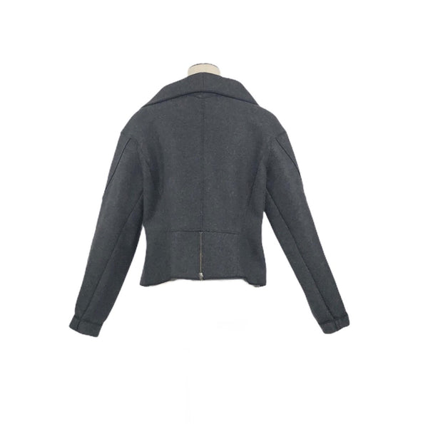 Charcoal Grey Wool Moto Jacket | Size 10