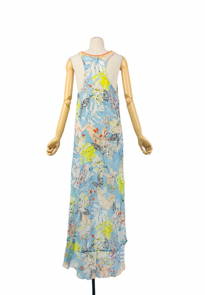 Racerback Tropical Print High-Low Dress | Size M
