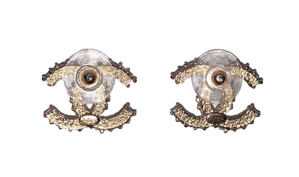 Gold Plated & Resin Interlocked CC's Paris-Dallas Metiers D'Art Stud Earrings