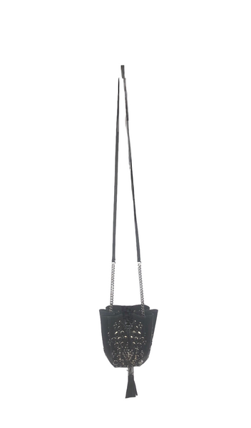 Studded Leather Mini Bucket Crossbody Bag