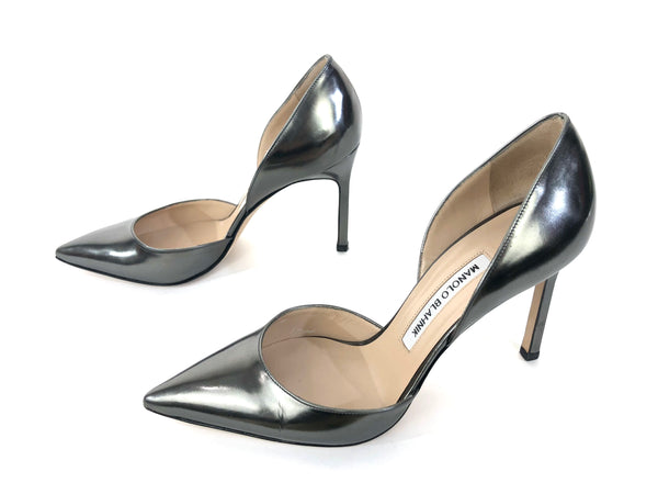 Metallic Gunmetal D'Orsay Stiletto Heel Pumps | Size US 7.5 - IT 38