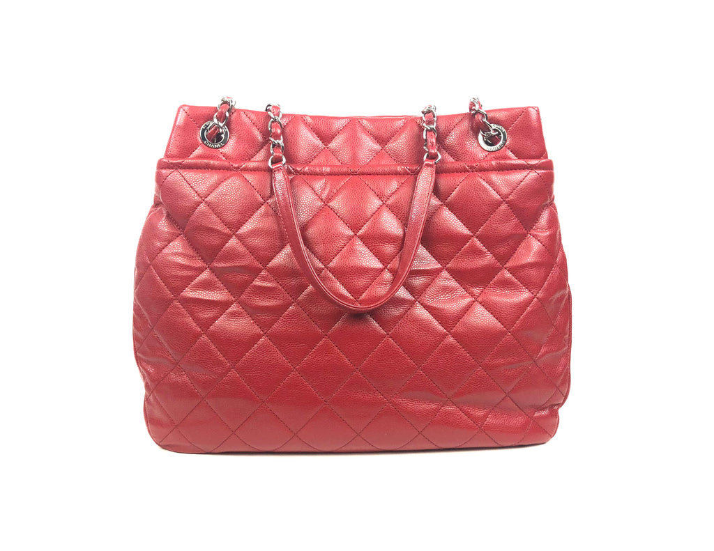 Red Soft Caviar Quilted Timeless CC Shopping Tote Large – Baggio Consignment