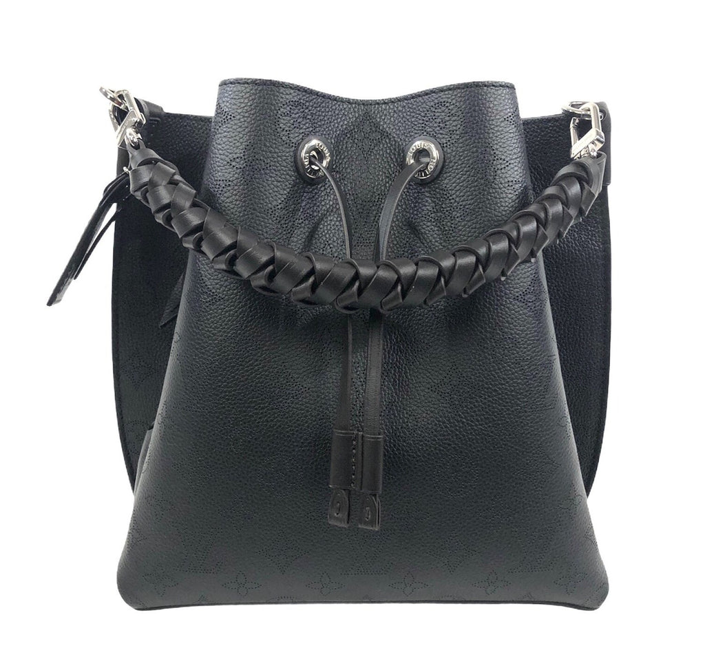 Muria Monogram Black Leather Bucket Bag – Baggio Consignment