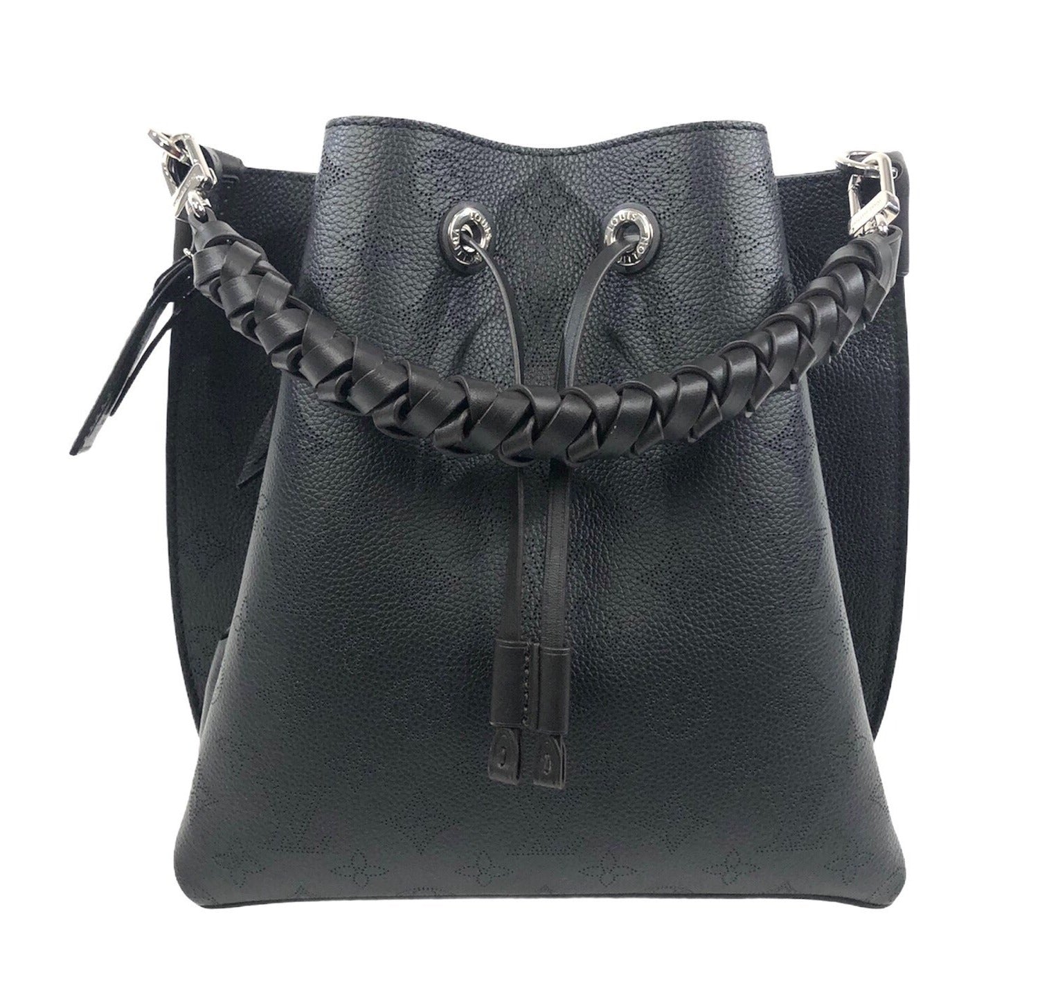 Muria Monogram Black Leather Bucket Bag