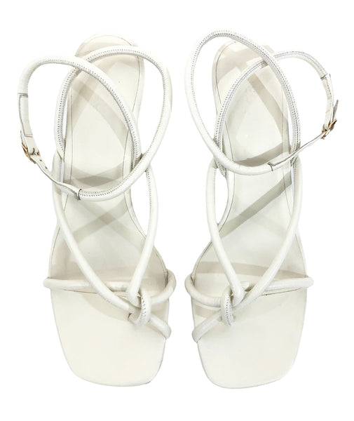 Alkes 80 White Leather Heeled Sandals | Size US 8 - EU 38.5