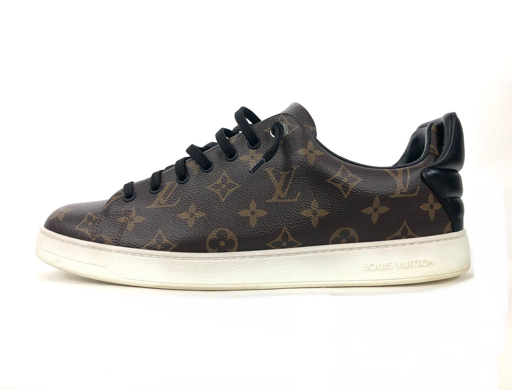 Louis Vuitton Brown Monogram Canvas and Black Patent Frontrow Low