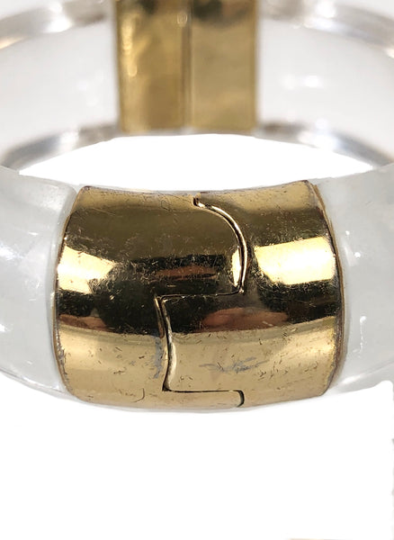 Lucite Dome Hinge Bracelet Clear