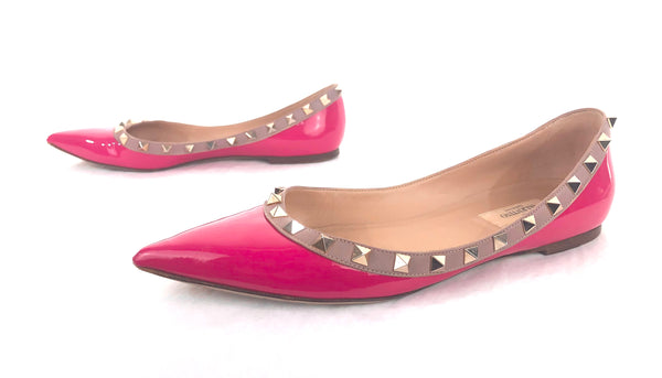 Rockstud Patent Flat | Size US 7.5 - IT 38.5