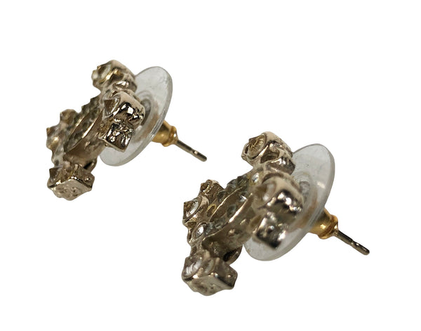 Gold-Tone Strass Crystals Interlock CC's Stud Earrings