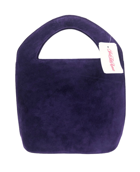 Vintage Purple Suede Convertible Bucket Bag Handbag