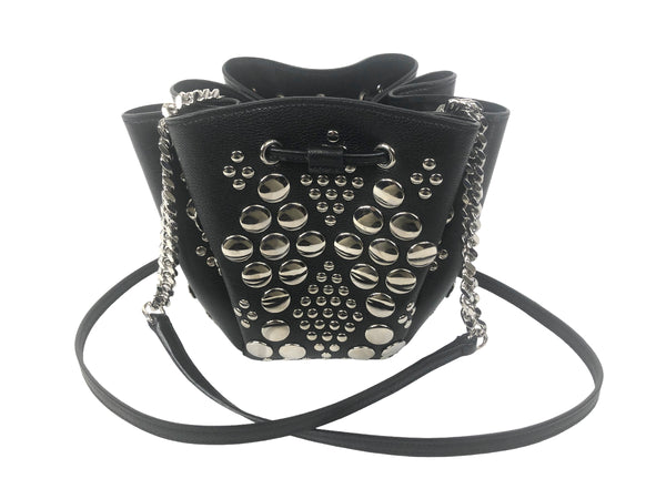 Studded Leather Mini Bucket Crossbody Bag