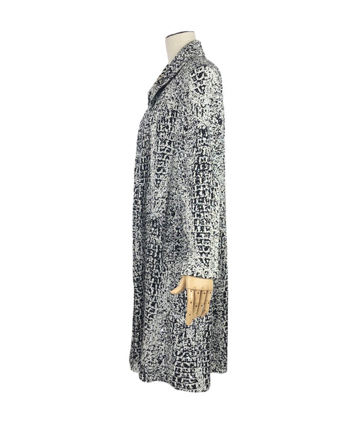 Paillette Embellished Black and White Button Down Coat Jacket | Size 14
