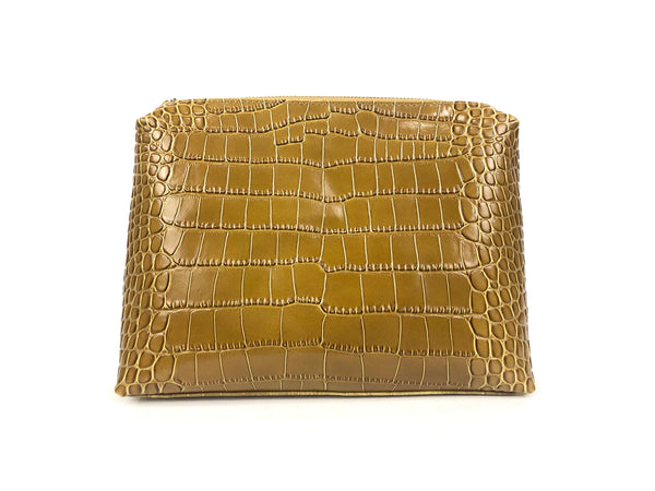 Shirley Clear Tan Croc Embossed Handbag