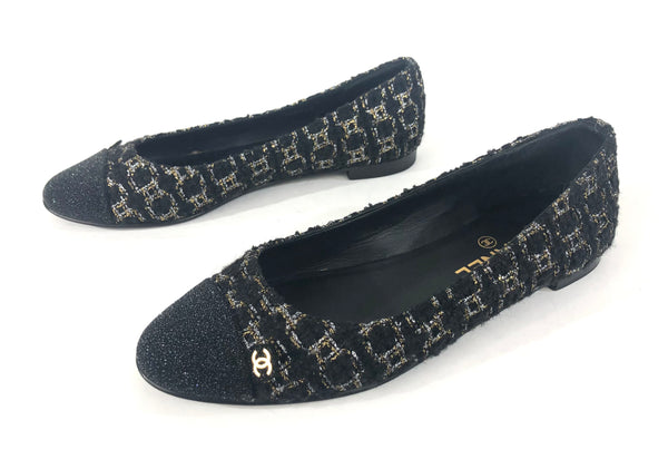 Black and Metallic Tweed with Black Stingray Toe Box | Size US 7.5 - EU 38.5