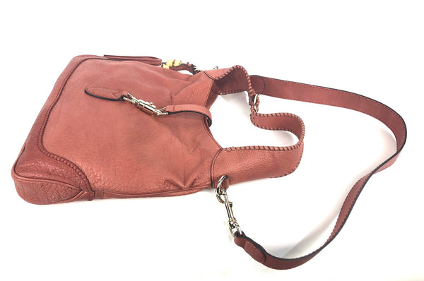 Jackie Pink Coral Pebble Leather Convertible Hobo