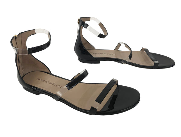 Flatline Patent Leather and PVC Flat Sandal | Size US 7.5 - IT 38