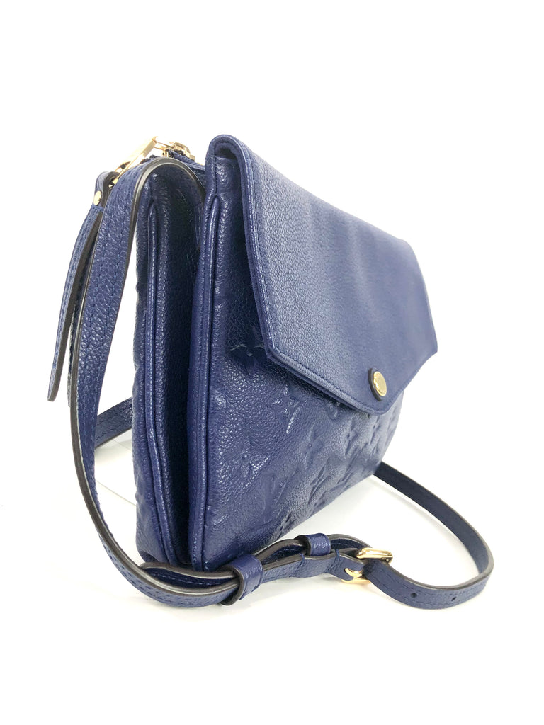 LOUIS VUITTON Mini Hand Bag Pouch Monogram Empreinte Navy Blue