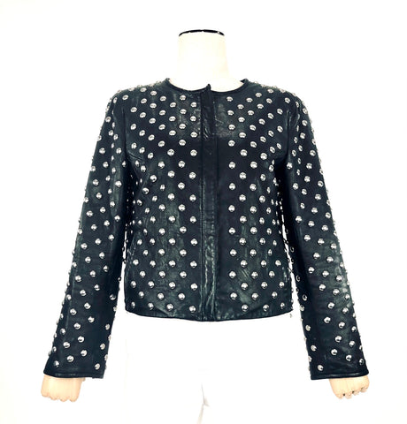 Black 'Kate' Studded Leather Jacket | Size 4