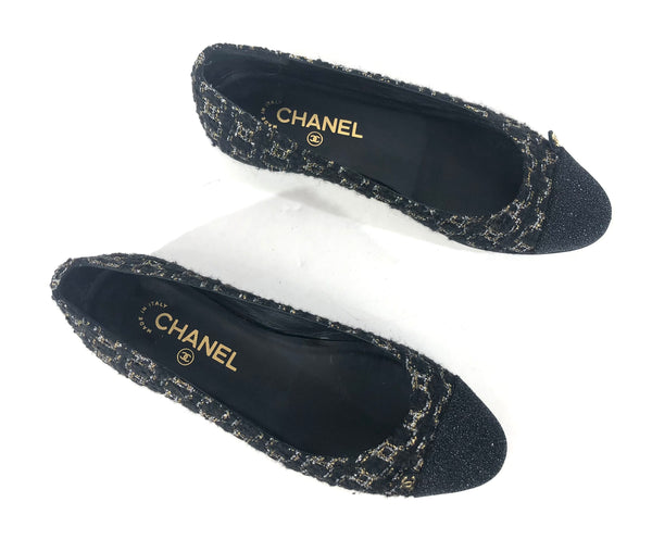 Black and Metallic Tweed with Black Stingray Toe Box | Size US 7.5 - EU 38.5