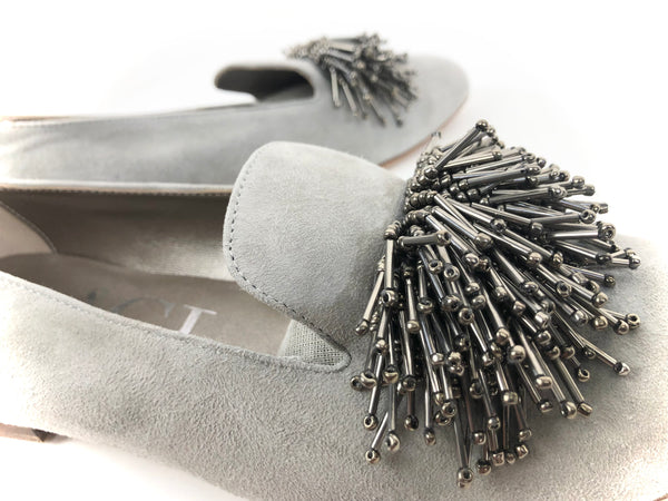 AGL Grey Suede Loafers Tassel Embellished | Size US 7.5 - EU 38