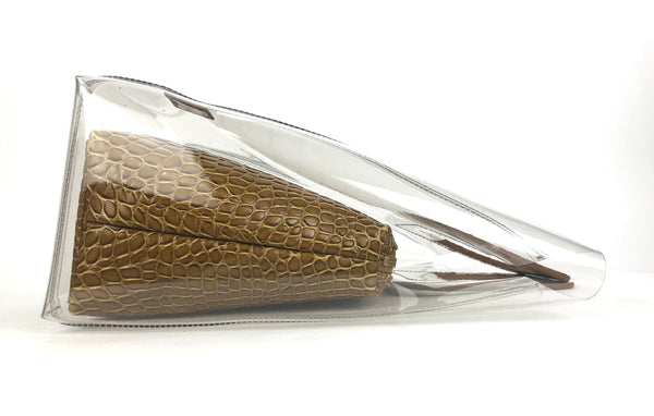 Shirley Clear Tan Croc Embossed Handbag