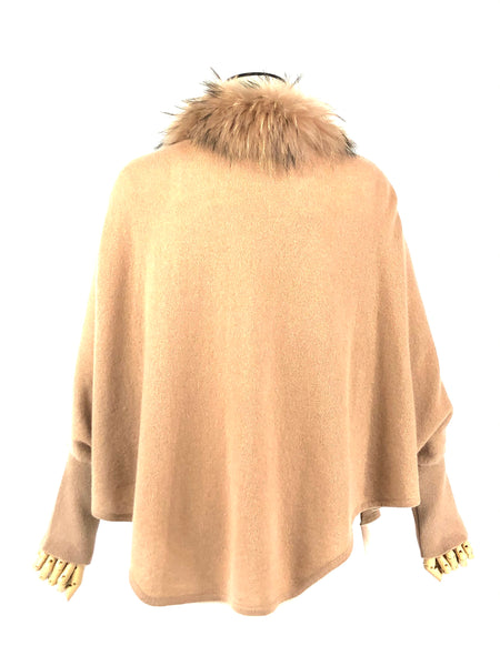 In Cashmere | Camel Fur Trim Cardigan Size S/M