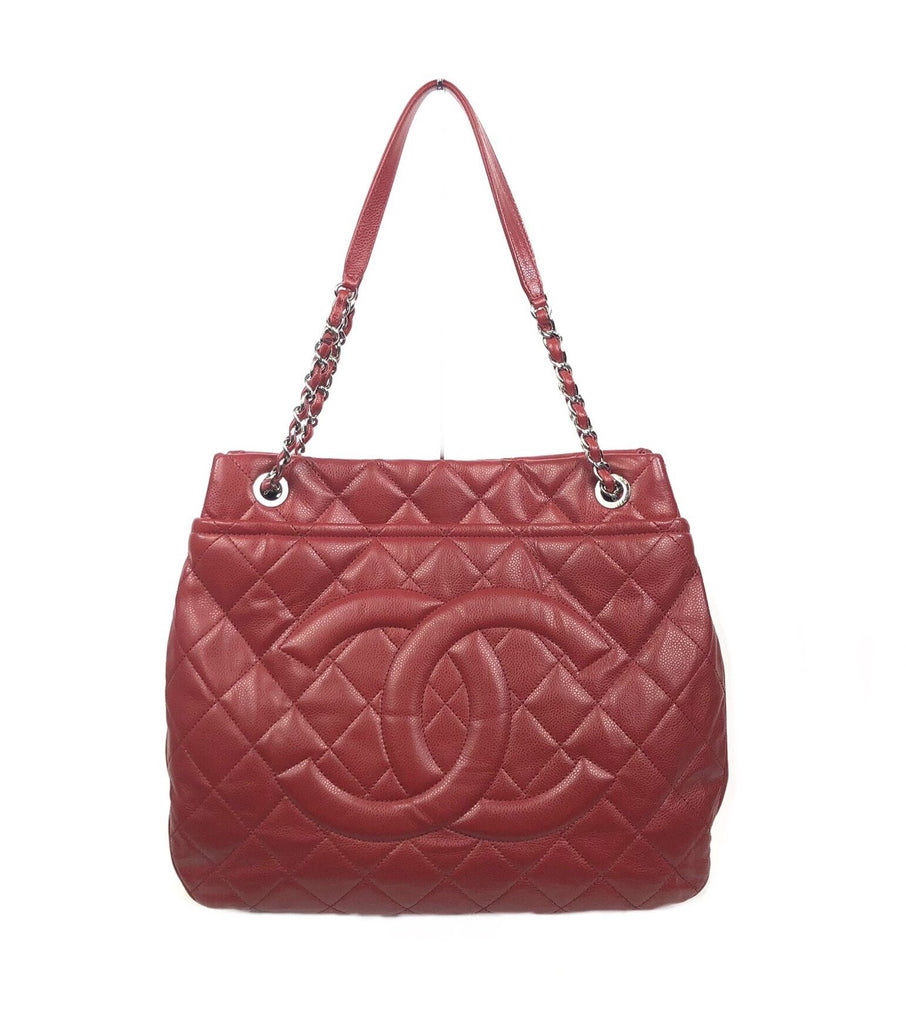Red Soft Caviar Quilted Timeless CC Shopping Tote Large – Baggio Consignment
