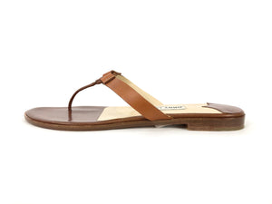 Cognac Flat Ring Thong Sandal | Size 37.5 EU / 7.5 US