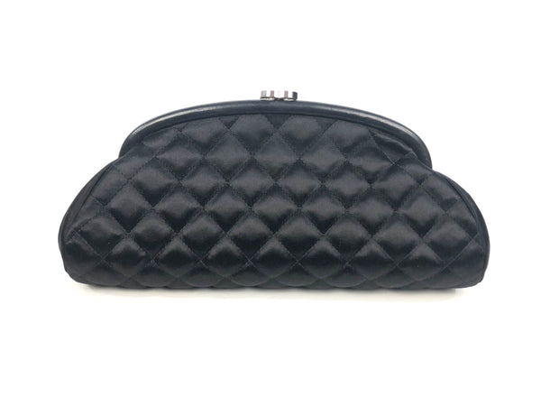 Black Quilted Timeless Satin Clutch