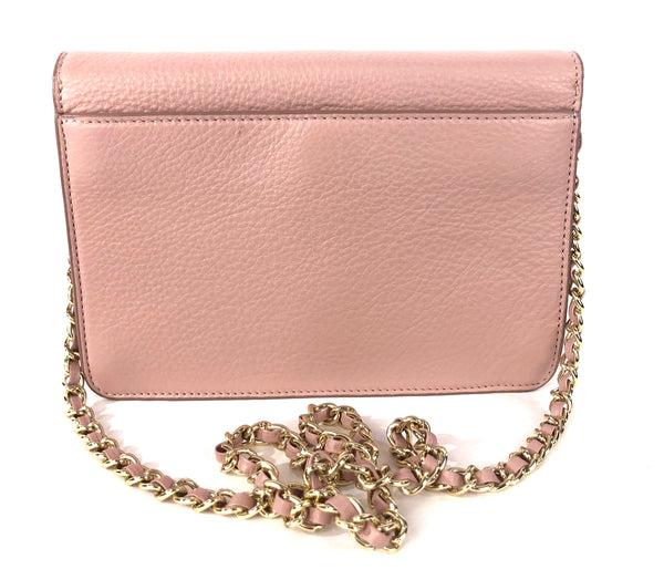 Pink Pebble Leather Convertible Clutch - Shoulder Bag - Crossbody