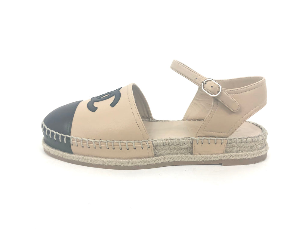 Chanel Ivory Lambskin Espadrille Rope Sandals - Size EU 36 For