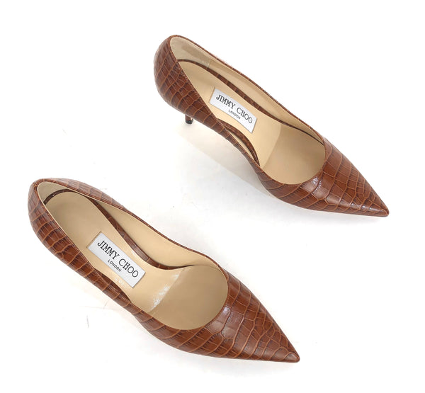 Love 65 Croc Embossed Leather Pumps | Size US 7.5 - IT 37.5