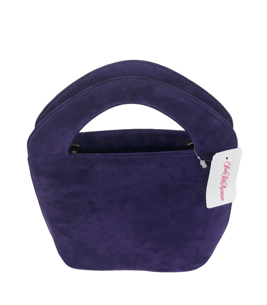 Vintage Purple Suede Convertible Bucket Bag Handbag