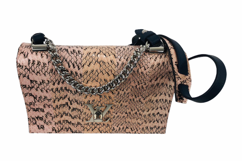 Louis Vuitton Lockit Handbag in Pink Leather and Python