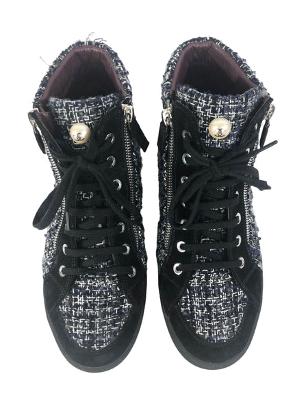 Tweed High Top Sneakers Interlock CC on Pearl | Size US 9 - IT 39.5